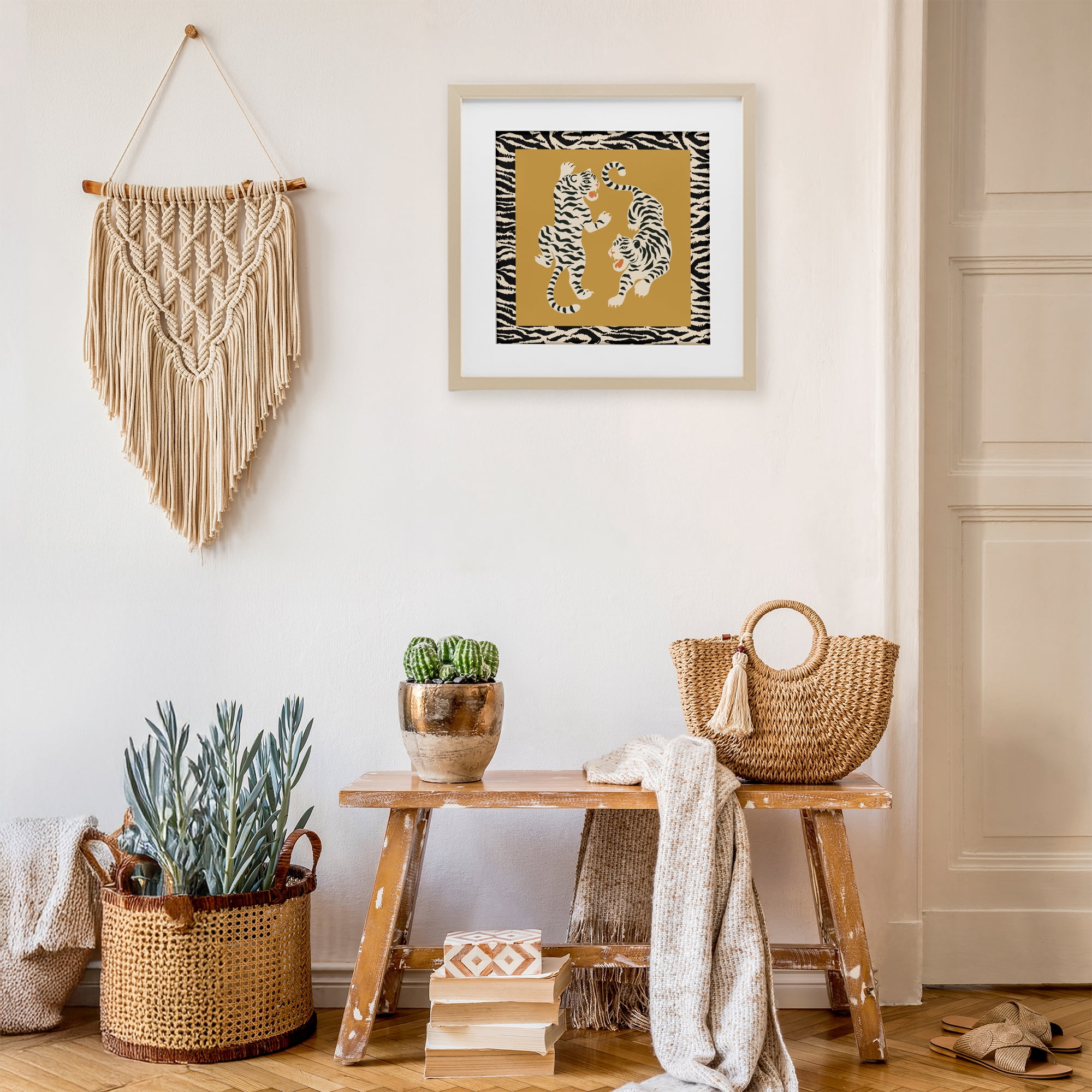 Stupell Industries Boho Twin Tiger Stripes Birch Framed Print Under Glass, design by Karolina Sato