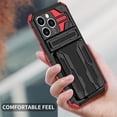 thumbnail image 3 of SaniMore for iPhone 14 Pro Max 6.7" Upgraded Military Shockproof Case, Rugged PC Back & TPU Bumpers Case with Invisible Sliding Card Slot & Kickstand Shockproof Protective Case, Red, 3 of 10