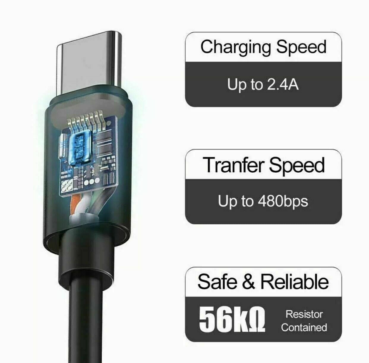 Black Professional Quick Charge USB Type-C for Sony Xperia E3 5Ft1.8M Data Charing Cable Plus Extra Strength for Fast /& Quick Charge Speeds!