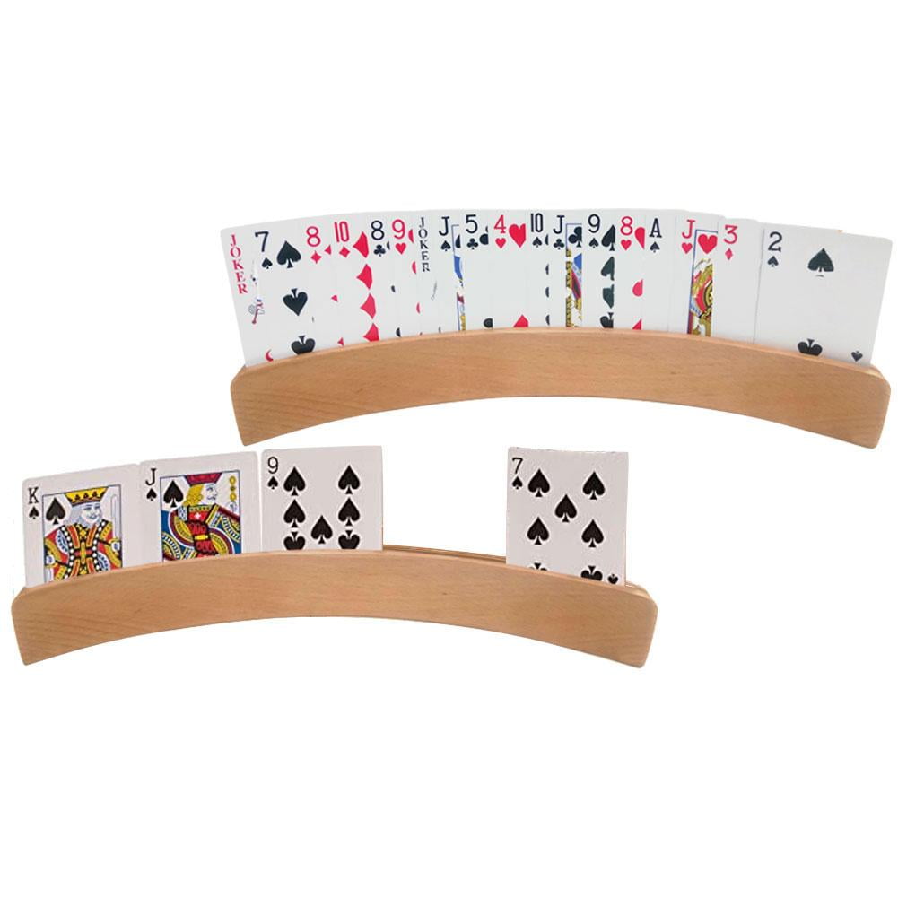 The Panorama Wooden Playing Poker Bridge Card Holder Set of 4 for sale online 
