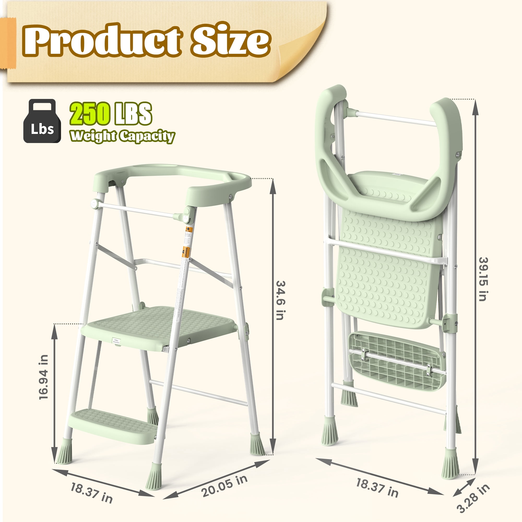 ASoopher Toddler Tower Foldable Kitchen Step Stool, Safe Learning Stool for Kids 2-6
