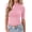 Pink, variant on Zeagoo Basic Tops for Women Short Sleeve Stretch Tshirt Mock Neck Slim Fitted Shirts