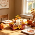 thumbnail image 5 of Halloween Decoration Indoor Outdoor Clearance Under $5.00!Autumns Candlestick Wreath Border Simulation Autumns Colors Harvests Decoration Maple Leaf Candlestick Pumpkin Wreath Halloween Berries, 5 of 6