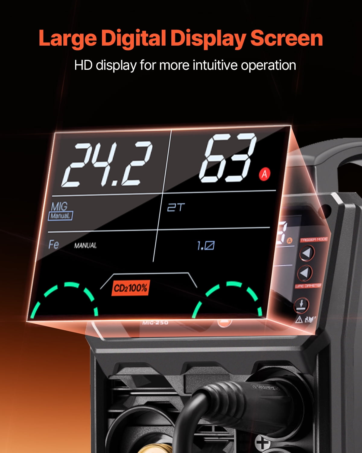 VEVOR Pro MIG Welder, 250A Pluse Mig Welding Machine, 5-in-1 Synergic Welder Machine MIG Pluse/Gas MIG/Flux Core MIG/Stick/Lift TIG, 110V/220V Dual Voltage Aluminum Mig Welder with LCD Screen Display
