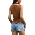thumbnail image 3 of INSPIRE CHIC Fringe Vests for Women's Cowgirl Sleeveless Top Faux Suede Tassel Vest Top M Brown, 3 of 6