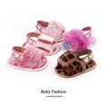 thumbnail image 6 of Baby Girls Warm Fuzzy Slipper Plush Sandals Soft Sole Faux Fur Flats Toddler Prewalker Slipper Elastic Back Strap, 6 of 9