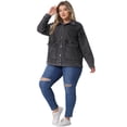 thumbnail image 3 of DARING DIVA Women's Plus Long Sleeve Vintage Denim Jacket 1X Dark Gray, 3 of 6