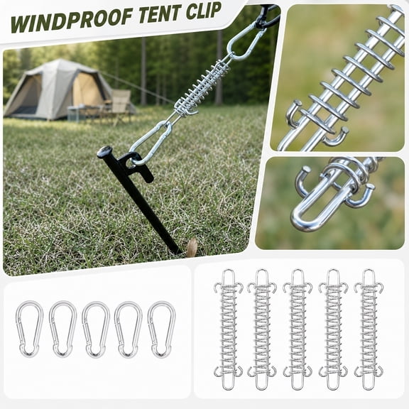 Camping Tent Accessories Guy Line Tensioner Stainless Steel Windproof Heavy Duty Tent Stakes for Tarp Shelter Anchor Outdoor Gear for Camping Glamping Backpacking 15 Piece Set