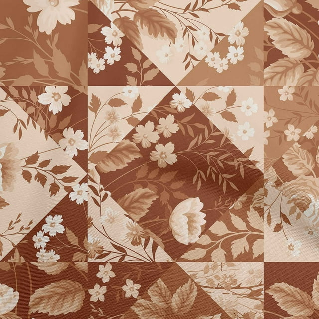 oneOone Rayon Rust Brown Fabric Florals Sewing Material Print Fabric By The Yard 56 Inch Wide
