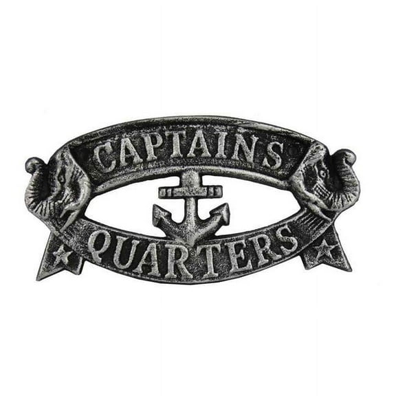 Handcrafted Model Ships K-49005-silver 9 in. Cast Iron Captains Quarters Sign - Antique Silver