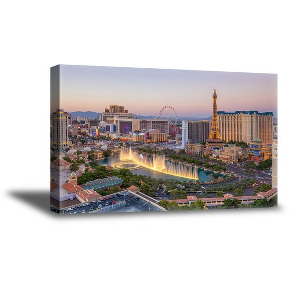 Awkward Styles Las Vegas at the Morning Canvas Photo Prints Vegas Lovers Gifts American Party Decorations USA Canvas Wall Art Urban Photo Collection Ready to Hang Pictures Vegas Fine Art for Home