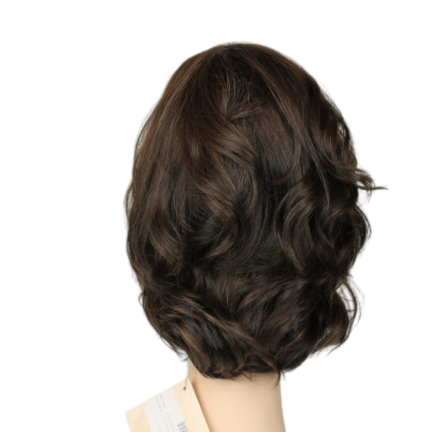 European Human Hair Freeda Wig Katrina Dark Brown With Light Brown Highlights Size S
