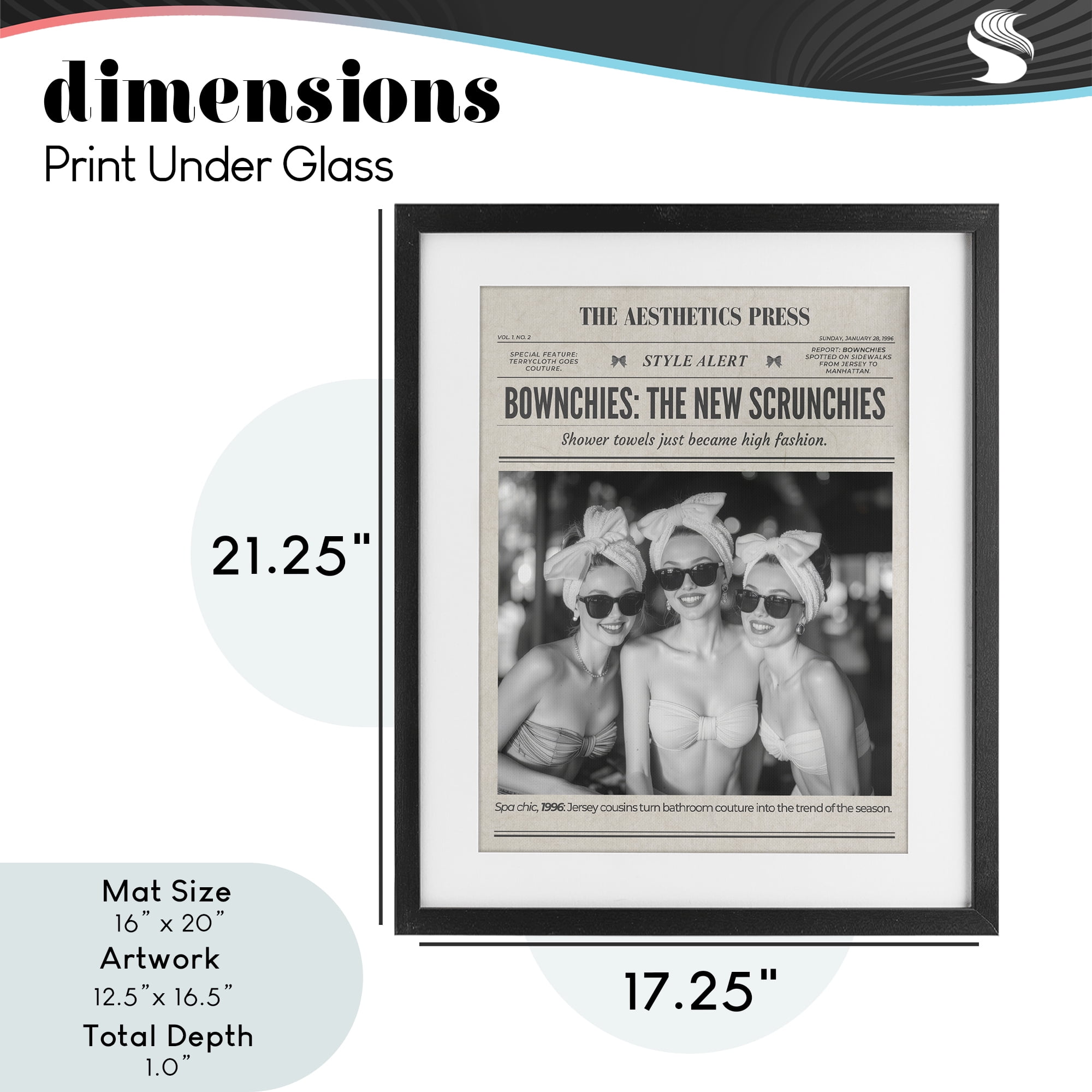 The Aesthetics Press Magazine Black Framed Print Under Glass, design by A Barefoot Stylist