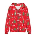 thumbnail image 3 of Renewold Christmas Theme Full Zip Sweatshirt Jacket Hoodies with Kangaroo Pocket Xmas Trees Reindeer Y2K Streetwear Women Walking Sport Outfits Size 3XL, 3 of 6