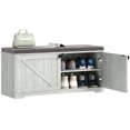 thumbnail image 1 of HOMCOM Shoe Bench with Storage, Padded Shoe Organizer, 8 Pairs, Light Grey, 1 of 10