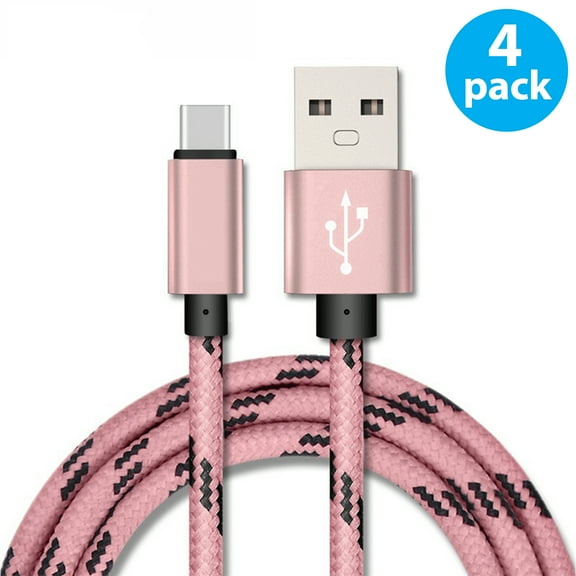 USB Type C Cable Fast Charging [4-Pack 6ft], Borz USB-A to USB-C Charge Braided Cord Compatible with Samsung Galaxy S10 S9 S8 S20 S21 Plus A51 A11, Note 10 9 8, PS5 Controller, USB C Charger