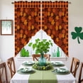 thumbnail image 4 of Swag Curtains Valances for Windows, Fall Maple Leaf Short Kitchen Window Curtains Over Sink, Thanksgiving Orange Black Plaid Cafe Curtains Panel Set Of 2,Rod Pocket, 36 Inches Length, 4 of 9