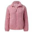 thumbnail image 6 of Manxivoo Winter Coat Ladies Solid Color Zipper Corduroy Filled Cotton Stand Collar Casual Jacket Breadwear Puffer Jacket Womens Pink, 6 of 9