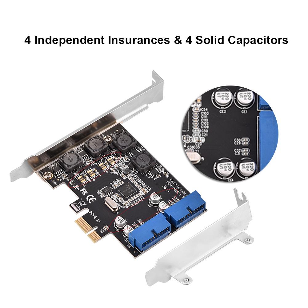 LYUMO PCIE PCIExpress to Internal 2 Port 19Pin Header USB 3.0 Card Adapter with Low Profile
