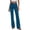 Navy, variant on PEIBang Women's Solid Double Button High Waist Flare Cargo Jeans, Multi Front Patch Pocket Stretch Bootcut Denim Pants
