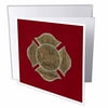 Image of Firefighter Emblem Design, Gray Ribbon Look on Red or Maroon 6 Greeting Cards with envelopes gc-308923-1