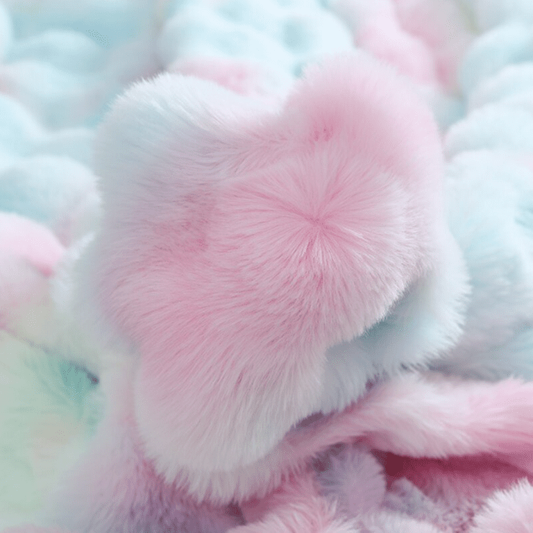 Pom Poms Fluffy Faux Fur Throw Blanket, Boho Cozy Fuzzy Blanket