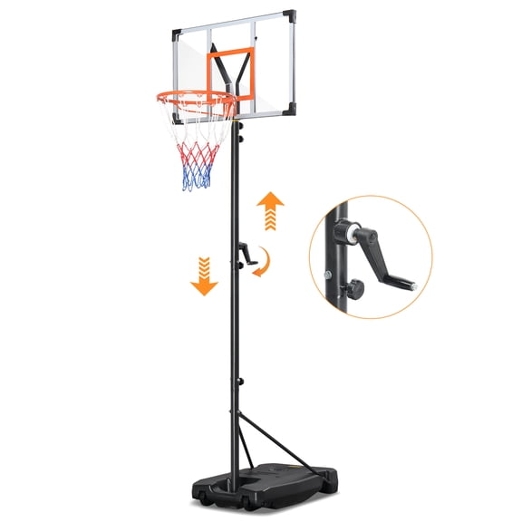 Ktaxon 33" Outdoor Portable Basketball Hoop, 5-8.5FT Height Adjustable Basketball Goal with Hand Crank for Youth Adults
