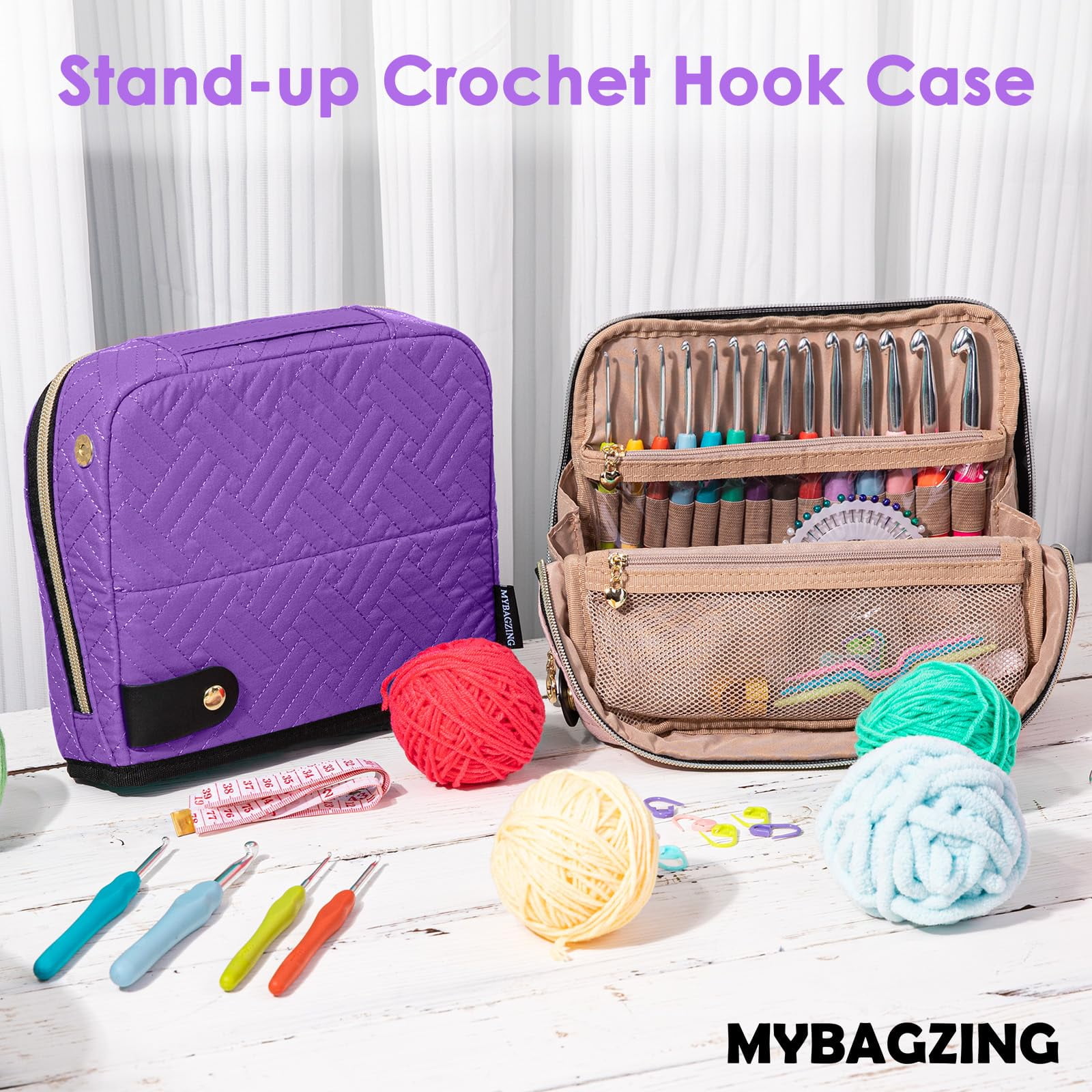 Purple Empty Crochet Hook Case - Crochet Hook Organizer Case Stand Up (Upgraded) -Corchet Organizer - Crochet Hook Holder