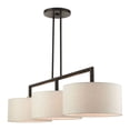 thumbnail image 2 of Livex Lighting Monroe 3-Light Metal & Fabric Linear Chandelier in English Bronze, 2 of 12