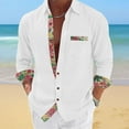 thumbnail image 3 of ZCFZJW Men's Button Down Dress Shirts Vintage Floral Patchwork Long Sleeve Casual Shirts Holiday Beach Hawaiian Shirts Vacation Wedding Shirts with Pocket White#03 XXXL, 3 of 7