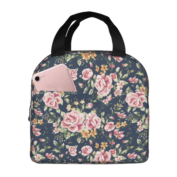 Picia Vintage Floral Printed Lunch box Lunch bag for Men Women Large Capacity Lunchbox Reusable Lunch Bags Insulated Lunch Bag Lunch Box Cooler