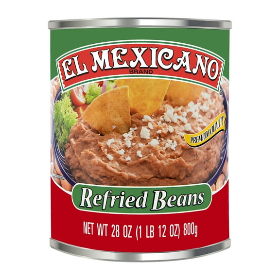 El Mexicano Refried Beans, Frijoles Bayos Refritos, 28 oz Can