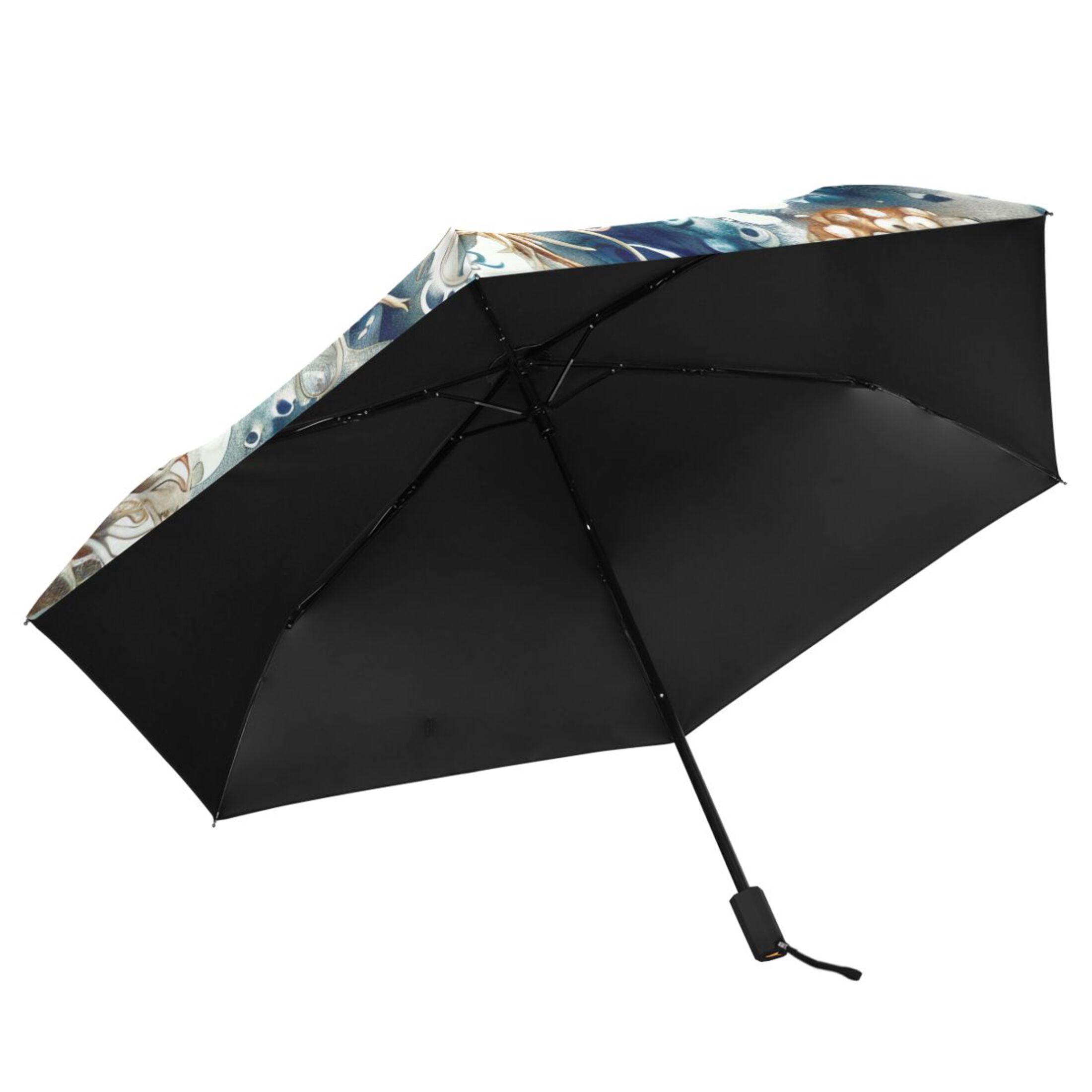 ALAZA Abstract Octopus Starfish UPF 50+ Compact Folding Umbrella for Rain Travel Umbrella Packable