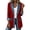 Red, variant on Hsovts Women Mid Length Open Front Knit Jacket With Denim Trim Long Sleeve Relaxed Fit Casual Outerwear Multiple Solid And Block Colors White L