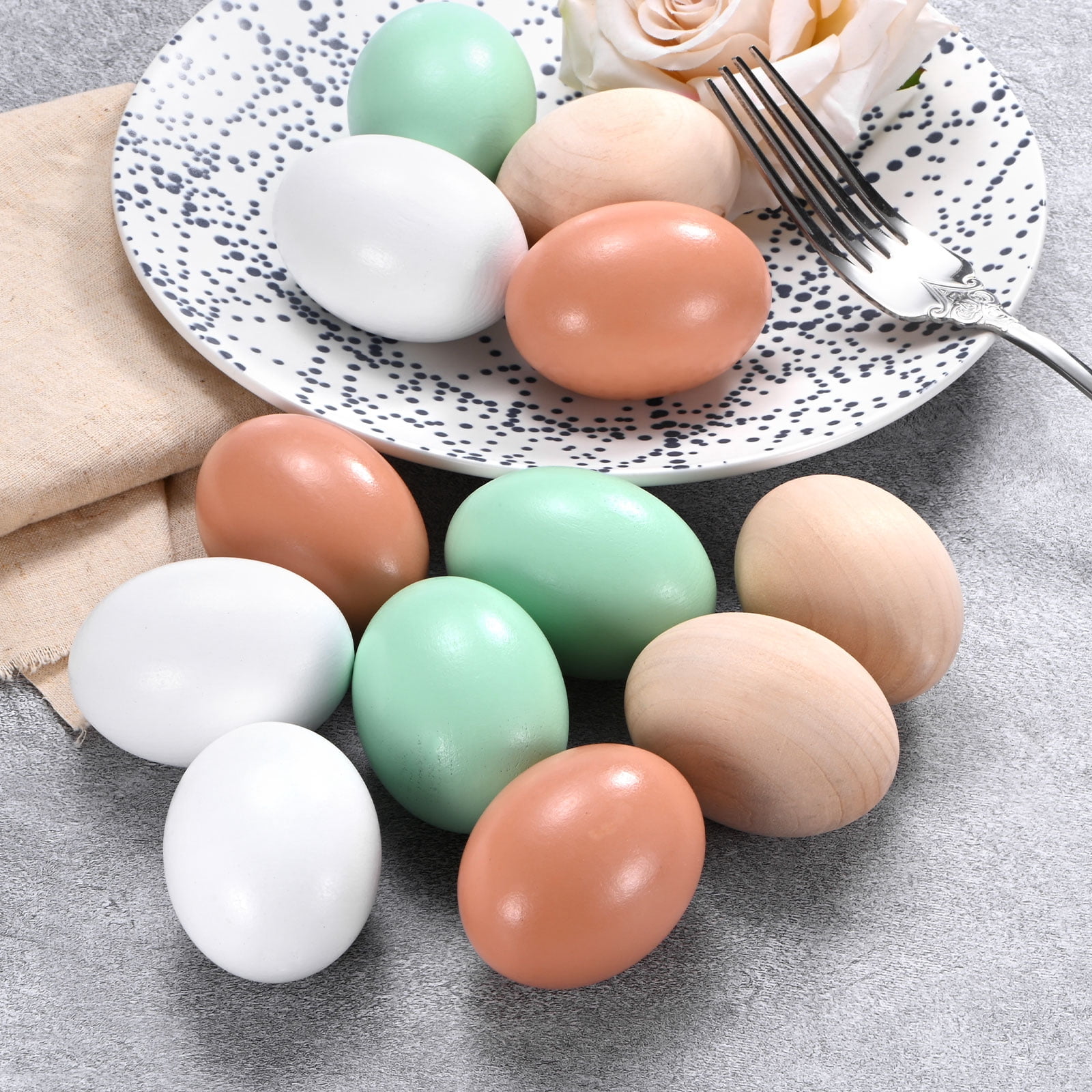 Uxcell 16-Pack Wooden Fake Eggs, 2.4 Inch Quality Wooden Easter Eggs DIY Painting Solid Egg for DIY [White]