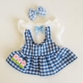 thumbnail image 4 of 3 piezas de ropa para muñecas pequeñas de 20 cm, trajes para muñecas de niña, falda de muñeca de peluche de moda, tocado de manga corta para muñecas Azul, 4 of 5
