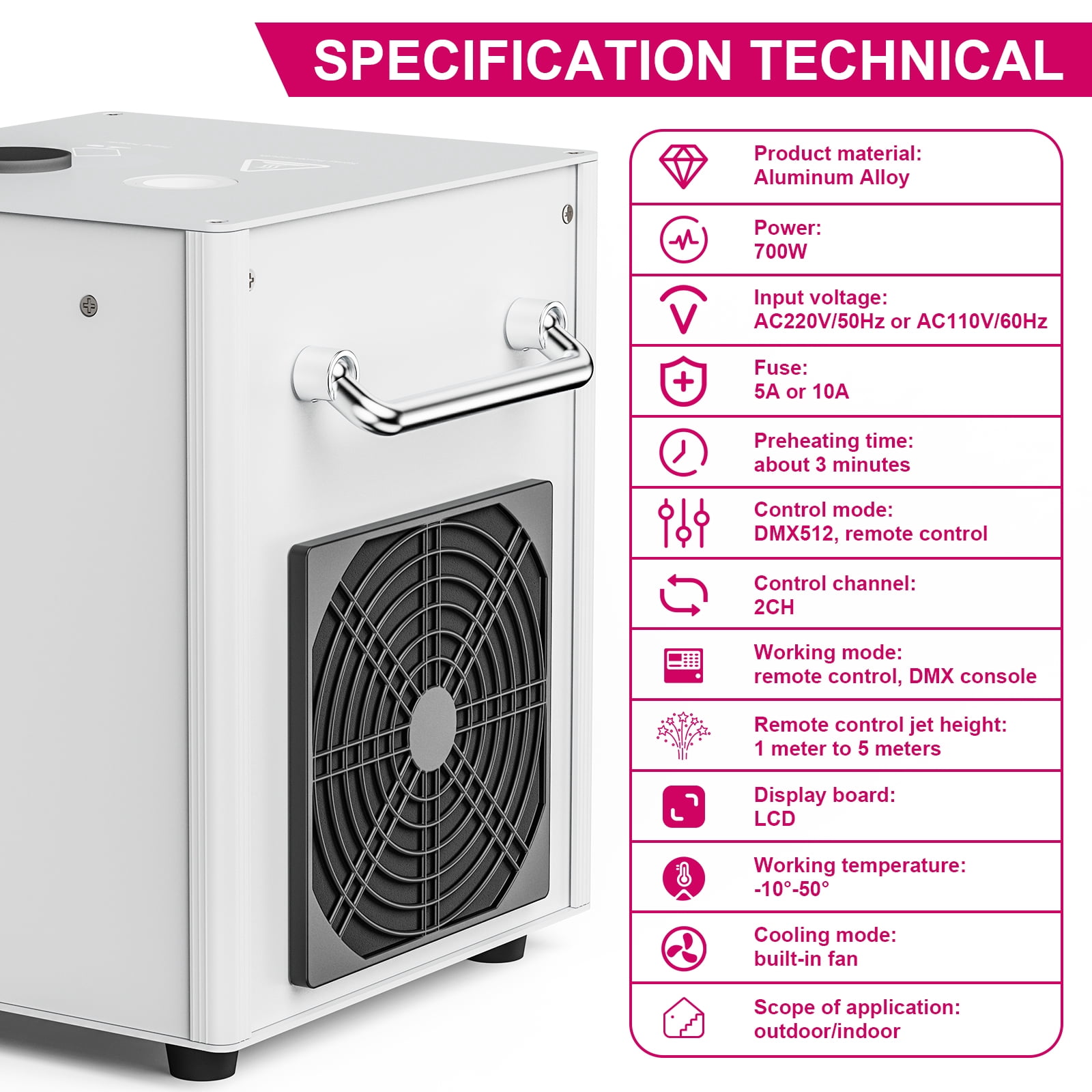 U`KING 700W Cold Spark Machine Sparklers Machine for Wedding DMX Firework Machine Smart Stage Special Effect Machine for Wedding DJ Party Disco, White