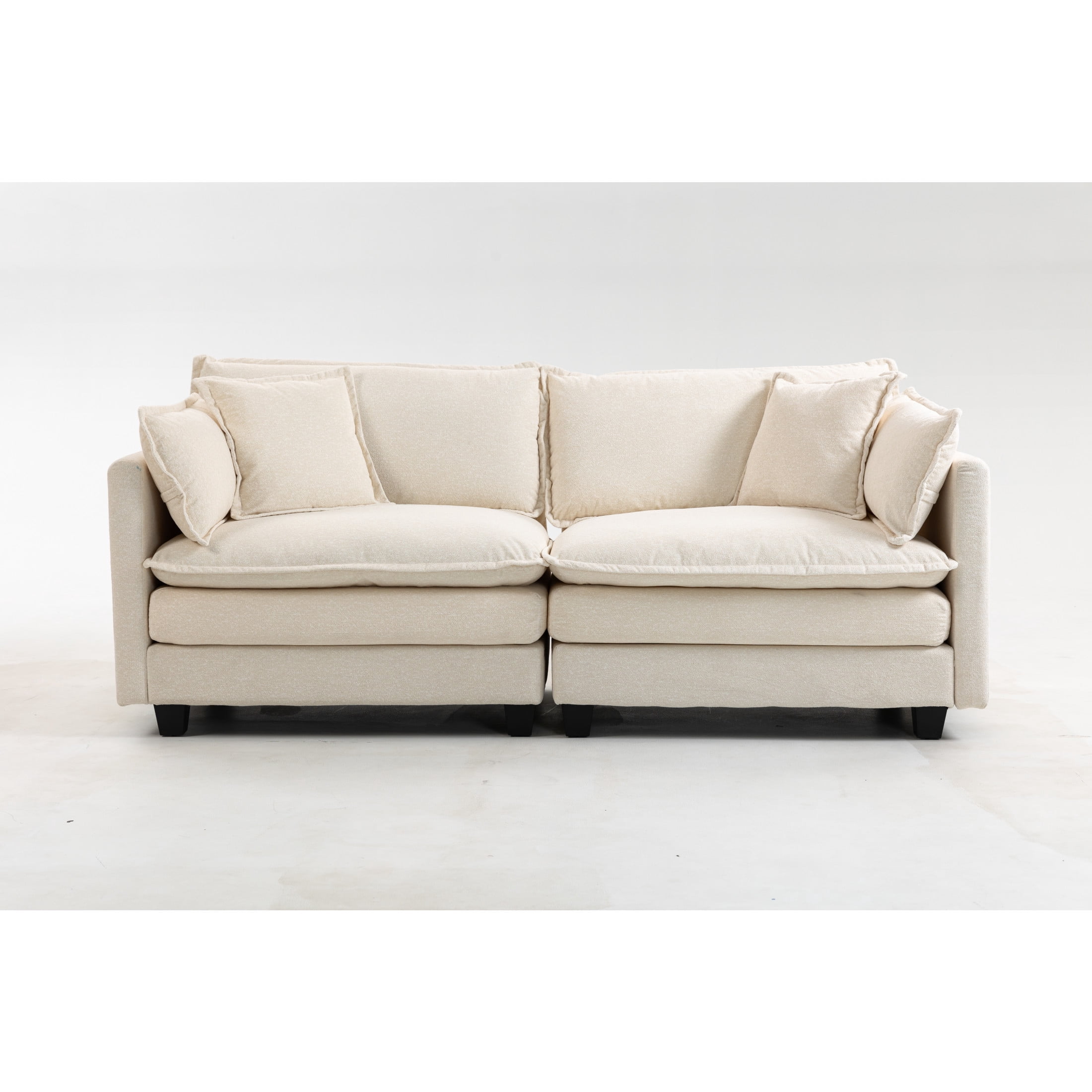GDF Studio Udolf 77.95" Modern 2-Seat Modular Sectional Sofa with Waist Pillows, Chaise Lounge for Living Room, Beige