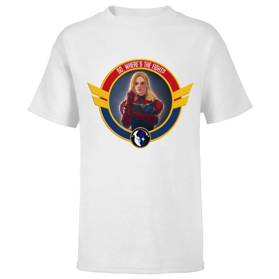 Marvel WHAT IF…? Captain Marvel So, Where’s The Fight Standard - Short Sleeve T-Shirt for Kids – Customized-White