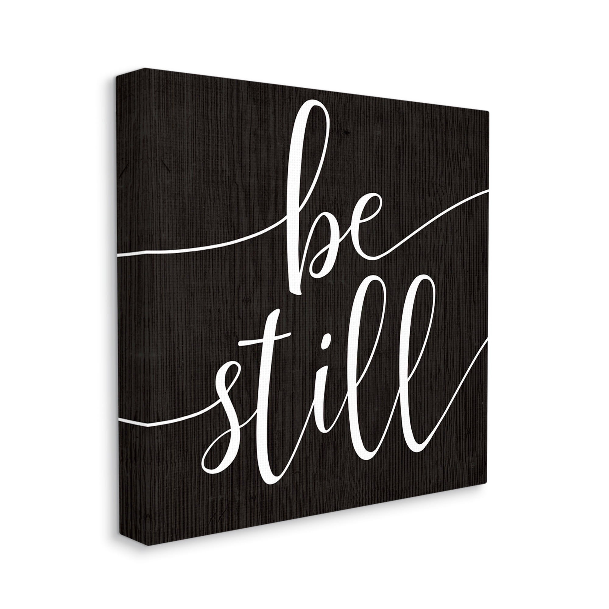 Stupell Industries Be Still Family Phrase Minimal Calligraphy Black White, 36 x 36, Design by Daphne Polselli