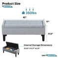 thumbnail image 6 of Pinmoco 42" Linen Storage Bench with Safety Hinge Upholstered Tufted Entryway Bench for Living Room or Bedroom, Gray, 6 of 7