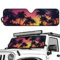 thumbnail image 2 of Uorisanigo Windshield Sun Shade for 2007-2023 Wrangler Rubicon Sahara TJ JK JKU 2 & 4 Door, UV Ray Reflector Foldable Hawaiian Palm Tree Sunset Windshield Sun Visor Keep Your Vehicle Cool, 2 of 7