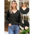 thumbnail image 2 of DARING DIVA Women's V Neck Long Sleeve Casual Knit Tunic Sweater S Black, 2 of 6