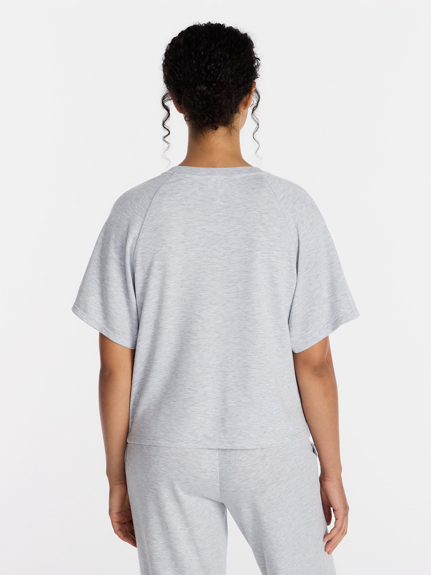 Joyspun Women's French Terry Knit Sleep Top with Short Sleeves, Sizes XS-3X