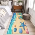 thumbnail image 4 of Coastal Beach 2'x6' Runner Rugs for Hallway Kitchen Bedside Non Slip Washable, Summer Ocean Striped Slippers Blue Brown Entryway Rug Runners with Rubber Backing, Long Carpet Runner for Laundry Room, 4 of 8