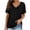 Black, variant on Womens Summer Tops Short Sleeve Sequins Loose Polluer Solid V-Neck Blouse Casual Shirt