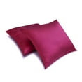 thumbnail image 2 of Fundas de almohada lisas HomeCentric color magenta (paquete de 2), 40 x 40 cm (16 x 16 pulgadas), cojines de seda artística lisos y lisos para sofá, diseño moderno con estampado liso - Magenta Luxury, 2 of 5