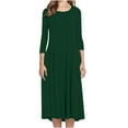 thumbnail image 1 of ICHUANYI Clearance Women Fashion Comfortable Button V-Neck Solid Color Casual Dress(Army Green, XXL) ICHUANYI WER2023081400892, 1 of 9