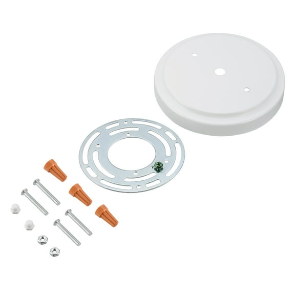 Aspen Creative 21509-21, Matte White Transitional Chandelier Fixture Canopy Kit w/Universal Cross Bar, 5-1/8" Diameter, 7/16" Center Hole
