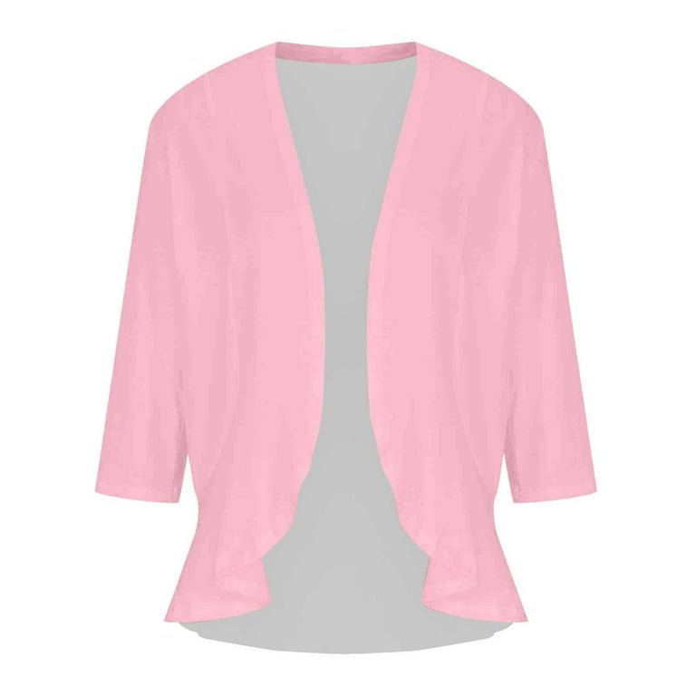 Olyvenn Start off 2024 Women Summer Ruffle Open Front 3/4